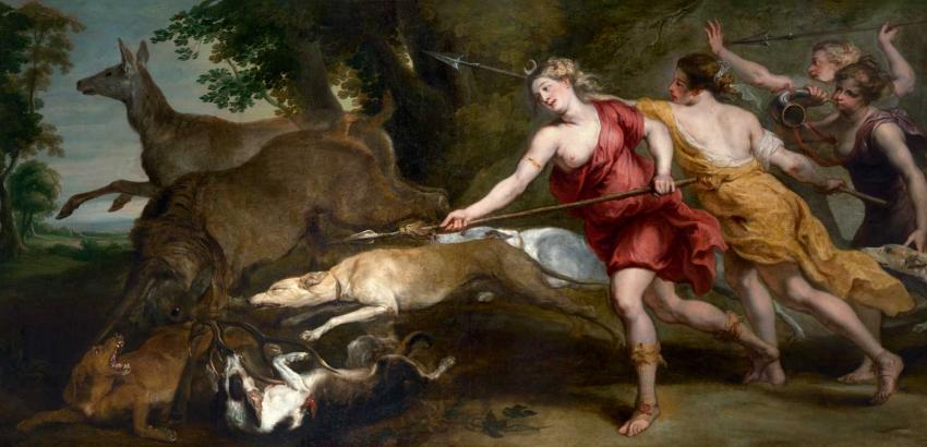 Diana Hunting with Her Nymphs by Peter Paul Rubens and Studio.
