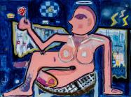 Luca Vigorelli, Give Her My Love, 36 x 50, Mixed Media on Canvas, 2017