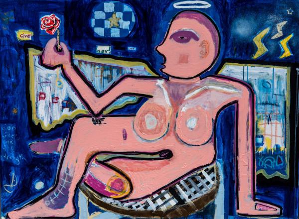 Luca Vigorelli, Give Her My Love, 36 x 50, Mixed Media on Canvas, 2017