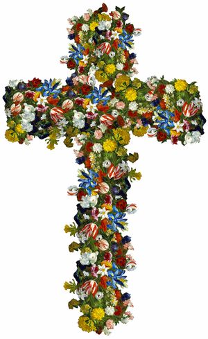 Crux Immissa 1 (Cross, Flowers, Vibrant)