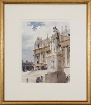 Steps of St. Peter's, Rome (Original Watercolor, Framed)