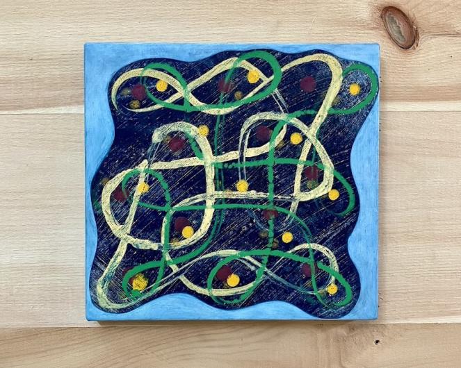 Installation view, Philip Taaffe, Rangavalli Painting (F), 2014. oddBOX, Sharon, CT. Courtesy the artist and BOX.