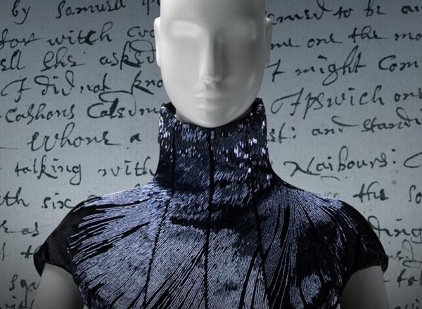 Alexander McQueen (1969-2010) Evening dress (detail), from the In Memory of Elizabeth How, Salem, 1692, Ready-to-wear collection, fall/winter 2007 Velvet, glass beads, and satin