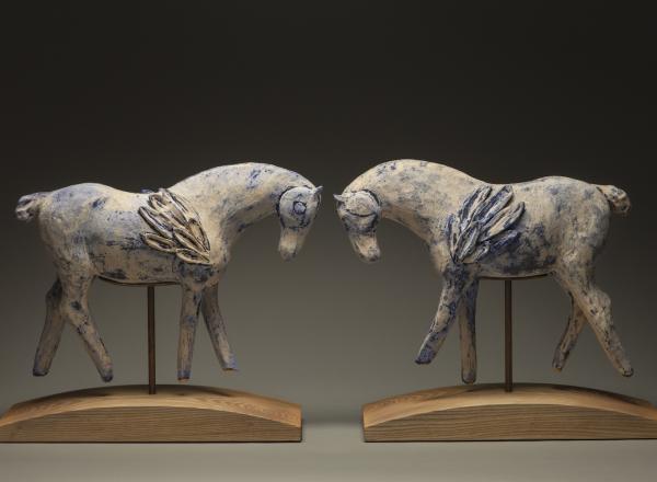 Amy Laugesen, SUN & MOON, Ceramic (set of 2) 18 x 16 x 6.5 in. each.