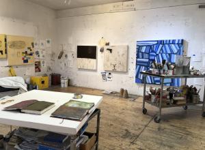 Squeak Carnwath's studio, February 2022