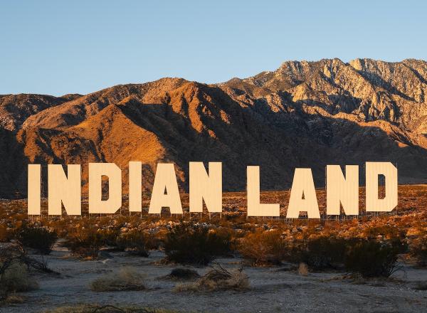 Indian Land spelled out massively in the style of the original Hollywood sign 
