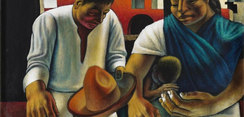 Campesinos (Peasants), 1953, John Wilson (American, 1922–2015), Oil on paper, mounted on board. Private collection, Boston. Estate of John Wilson.