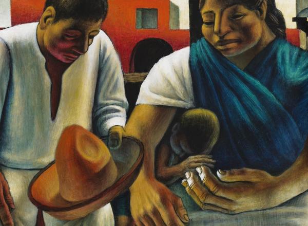 Campesinos (Peasants), 1953, John Wilson (American, 1922–2015), Oil on paper, mounted on board. Private collection, Boston. Estate of John Wilson.