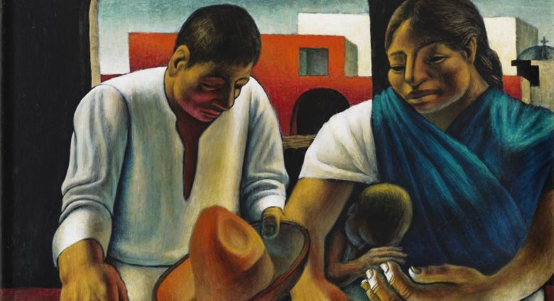 Campesinos (Peasants), 1953, John Wilson (American, 1922–2015), Oil on paper, mounted on board. Private collection, Boston. Estate of John Wilson.