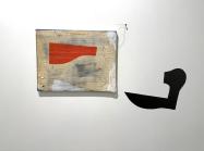 Third Way, oil and acrylic paint, putty, shellac on canvas, 2023