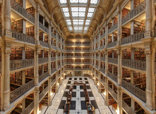 Interior of the George Peabody Library in Baltimore