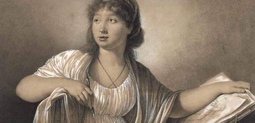 Katrin Bellinger Collection  Anne Gueret, Portrait of a Female Artist with a Portfolio (Self-Portrait?), 1793.