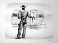 Delmas Howe, Skoal, lithograph, image 17” x 21”, circa 1995.