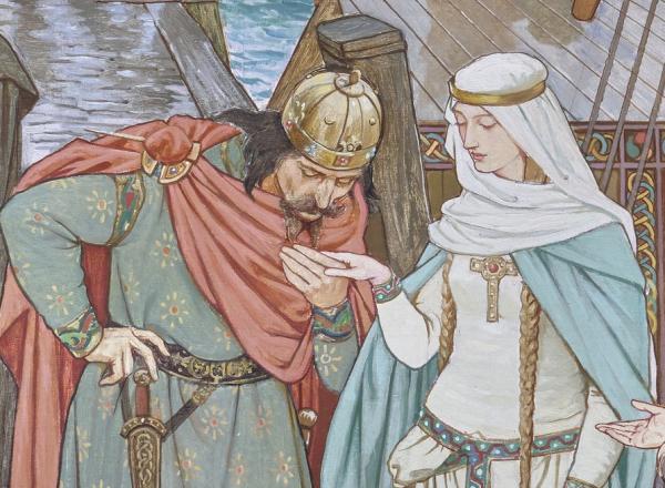 William Brassey Hole, detail of The Landing Of St. Margaret at Queensferry AD 1068, 1889. Scottish National Portrait Gallery.