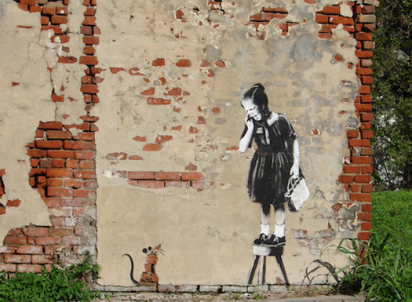  File:Banksy Rat Girl Treme New Orleans 01.jpg Add topic  1 ⁄ 1  More details Graffiti by "Banksy" on 19th century building in Treme, New Orleans; building has since been demolished.